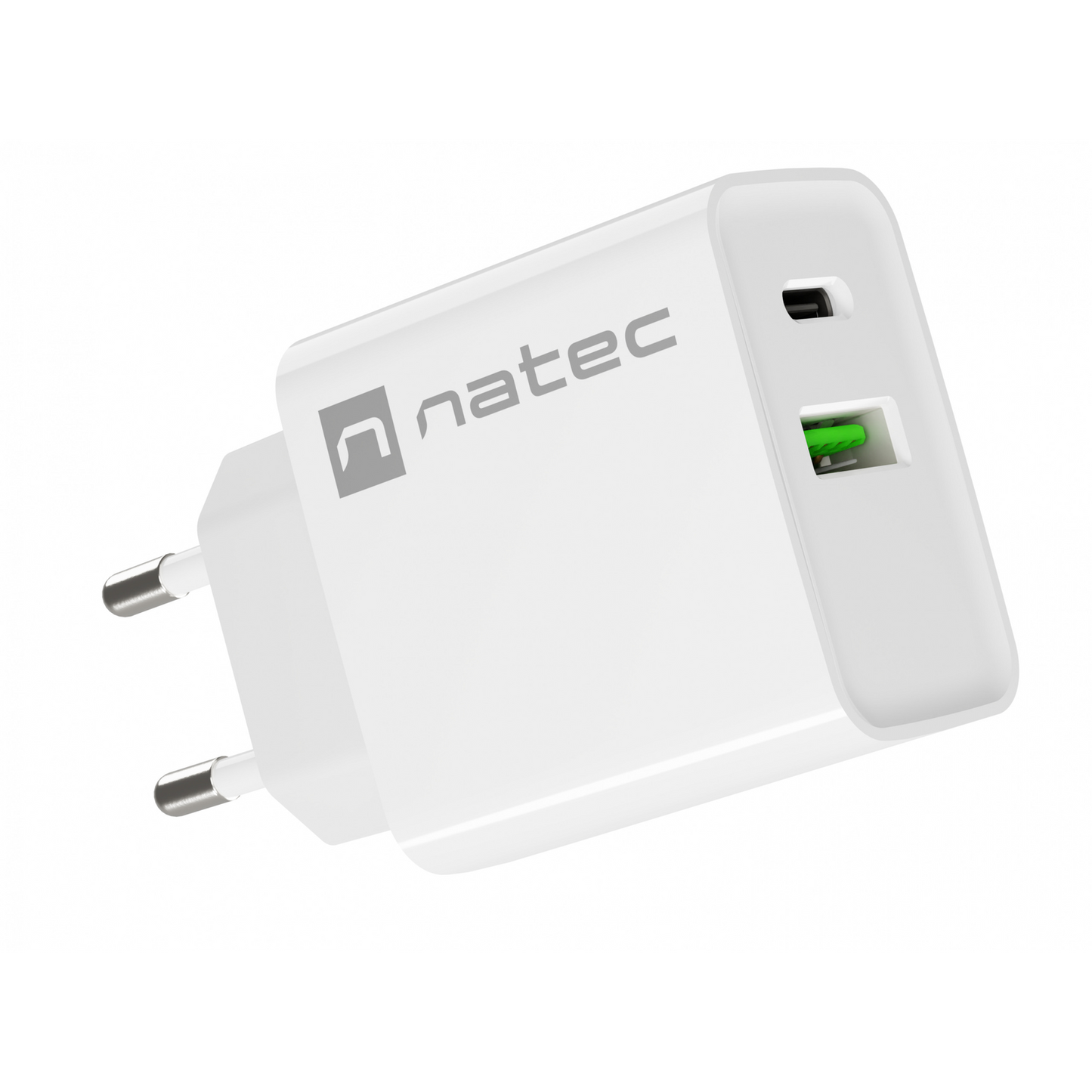 Adattatore di alimentazione Natec Ribera NUC-2061 USB-C / USB-A - Bianco (20 W) (NUC-2061)