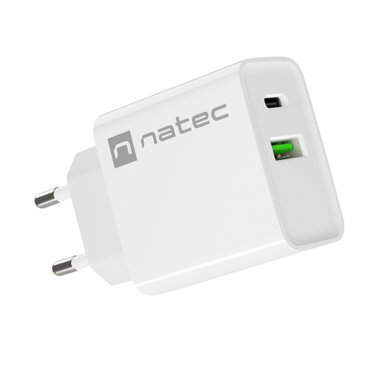 Adattatore di alimentazione Natec Ribera NUC-2061 USB-C / USB-A - Bianco (20 W) (NUC-2061)